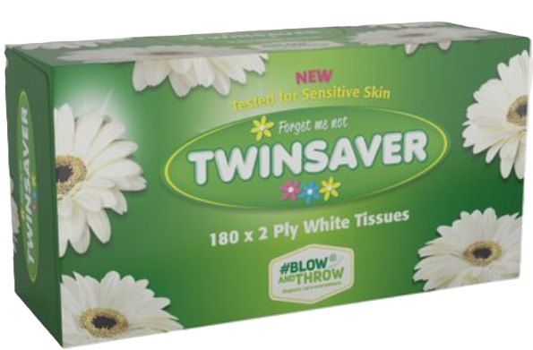 TWINSAVER 2Ply White Facial Tissues 180's Box