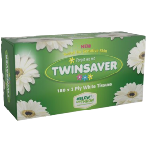 TWINSAVER 2Ply White Facial Tissues 180's Box